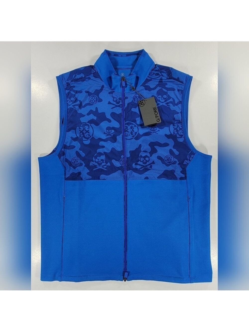 NEW G/FORE Vest Mens XL Blue Camo Skull Full Zip Thermal Golf Active Stretch NWT
